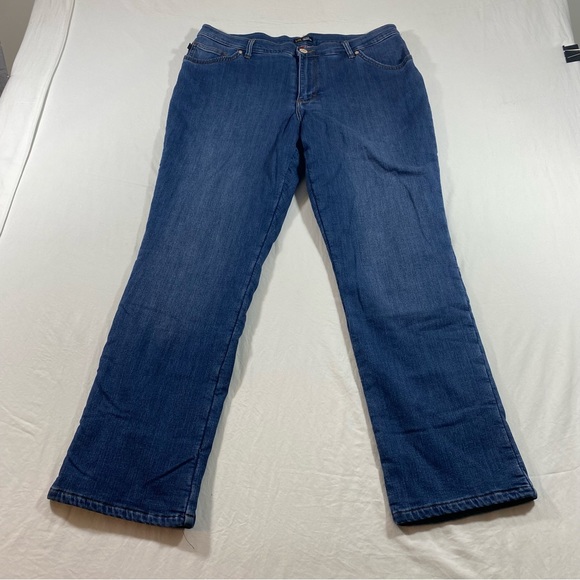 Lee Jeans Women’s 16 Straight Leg Relaxed Flannel Lined Jeans Winter jeans denim - Picture 1 of 8